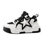 SoftSlipsy Star Platform Sneakers Chunky Black White Sneakers Height Boost Fashion Shoes