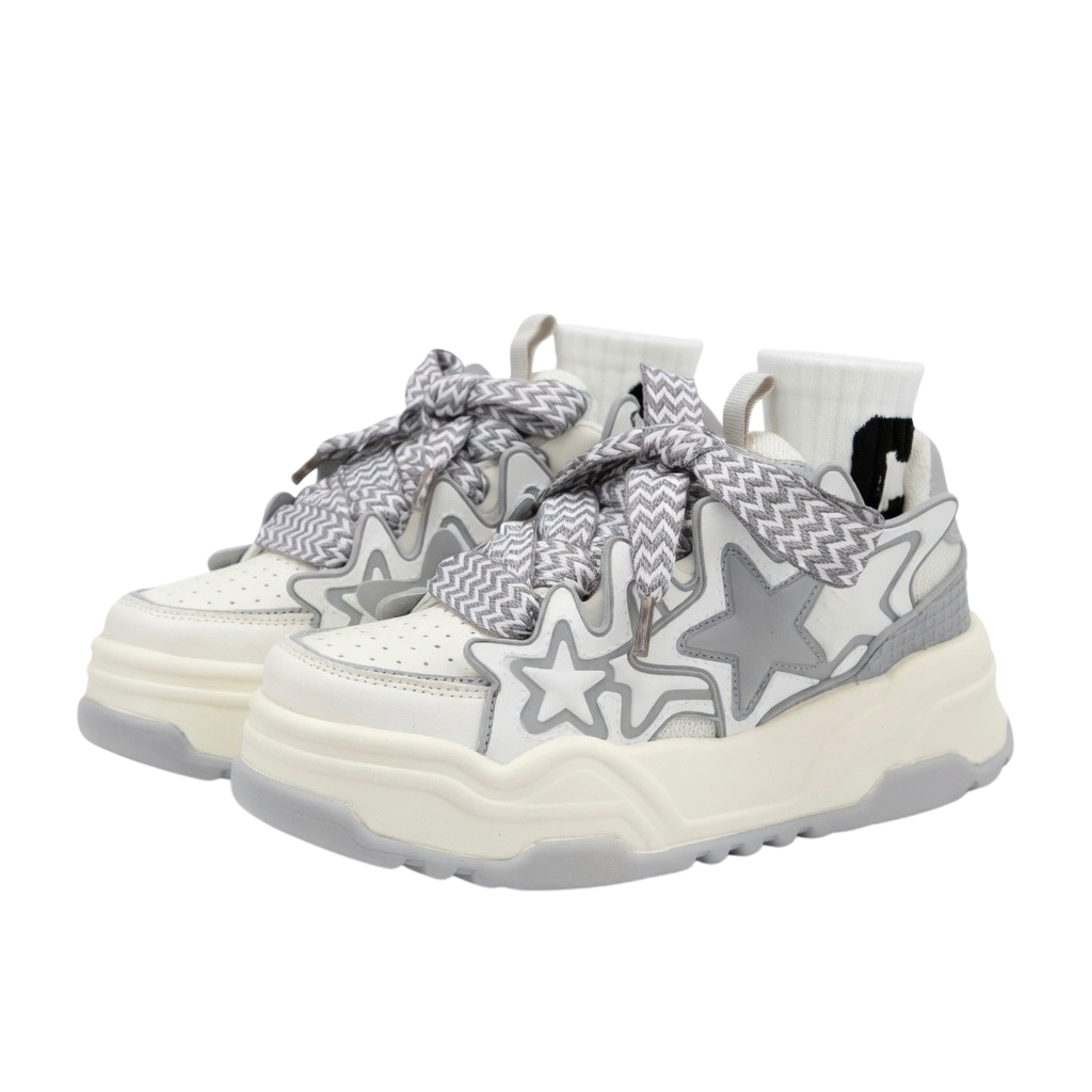 SoftSlipsy Grey Star Platform Sneakers – Chunky Sneakers Women