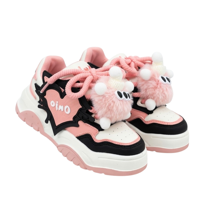 SoftSlipsy Black Pink Chunky Platform Sneakers – Women Casual Sneakers