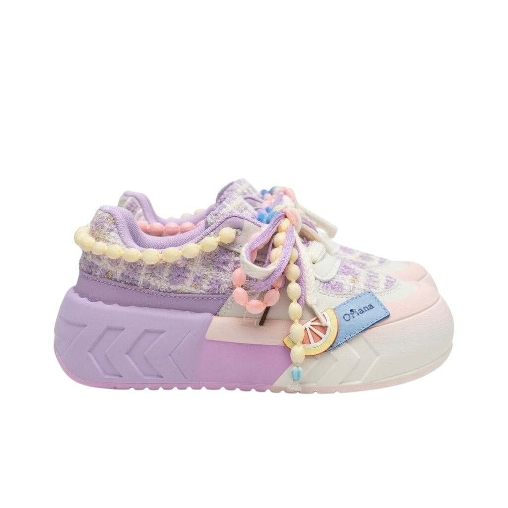 SoftSlipsy Purple Pastel Chunky Platform Sneakers – Cute Women Sneakers