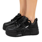 SoftSlipsy Black Star Platform Sneakers Chunky Streetwear Y2K Trainers Women Casual Shoes