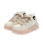 SoftSlipsy Cream Star Platform Sneakers – Women Chunky Platform Shoes