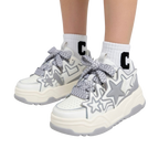 SoftSlipsy Grey Star Platform Sneakers – Chunky Sneakers Women