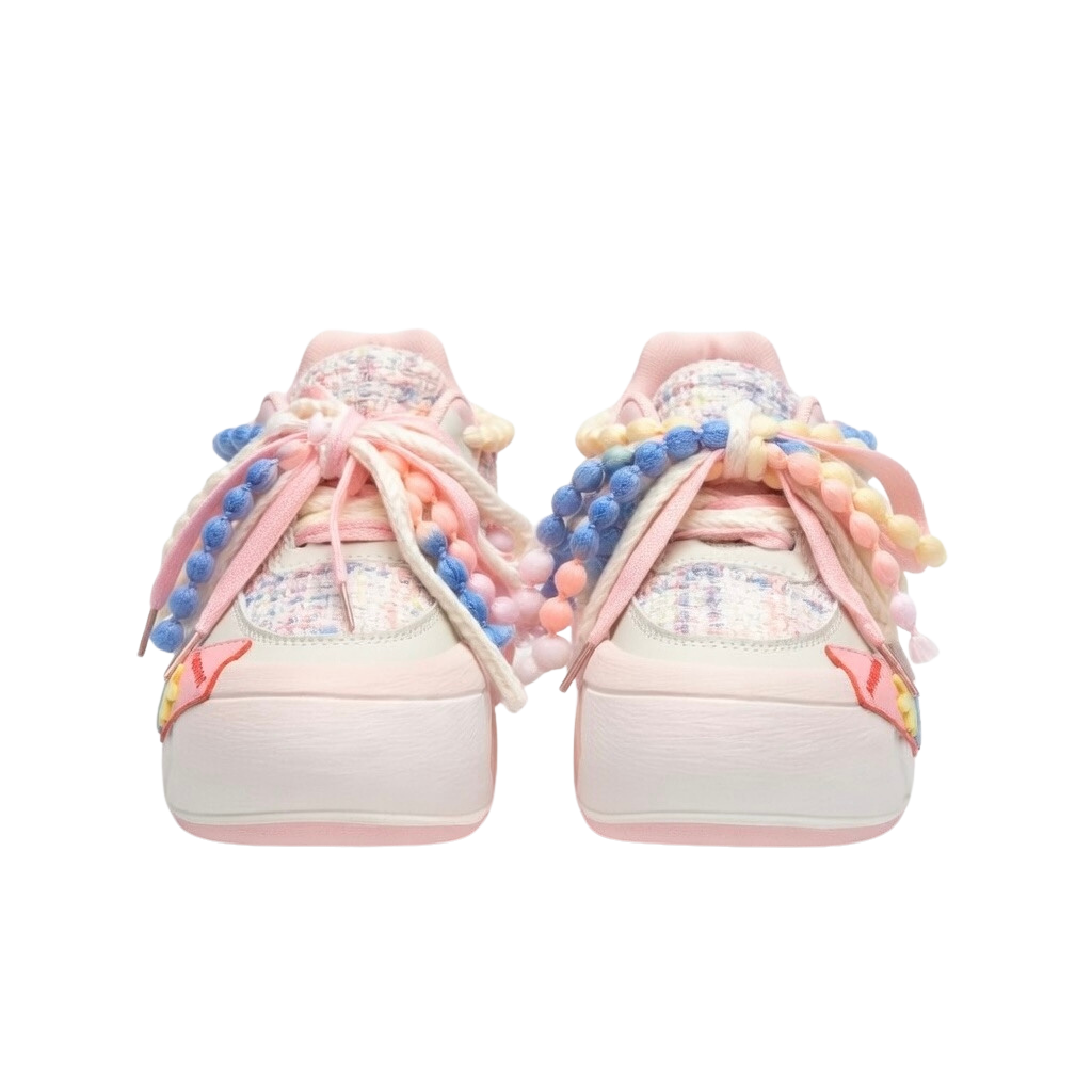 SoftSlipsy Pink Pastel Platform Sneakers – Cute Chunky Sneakers Women