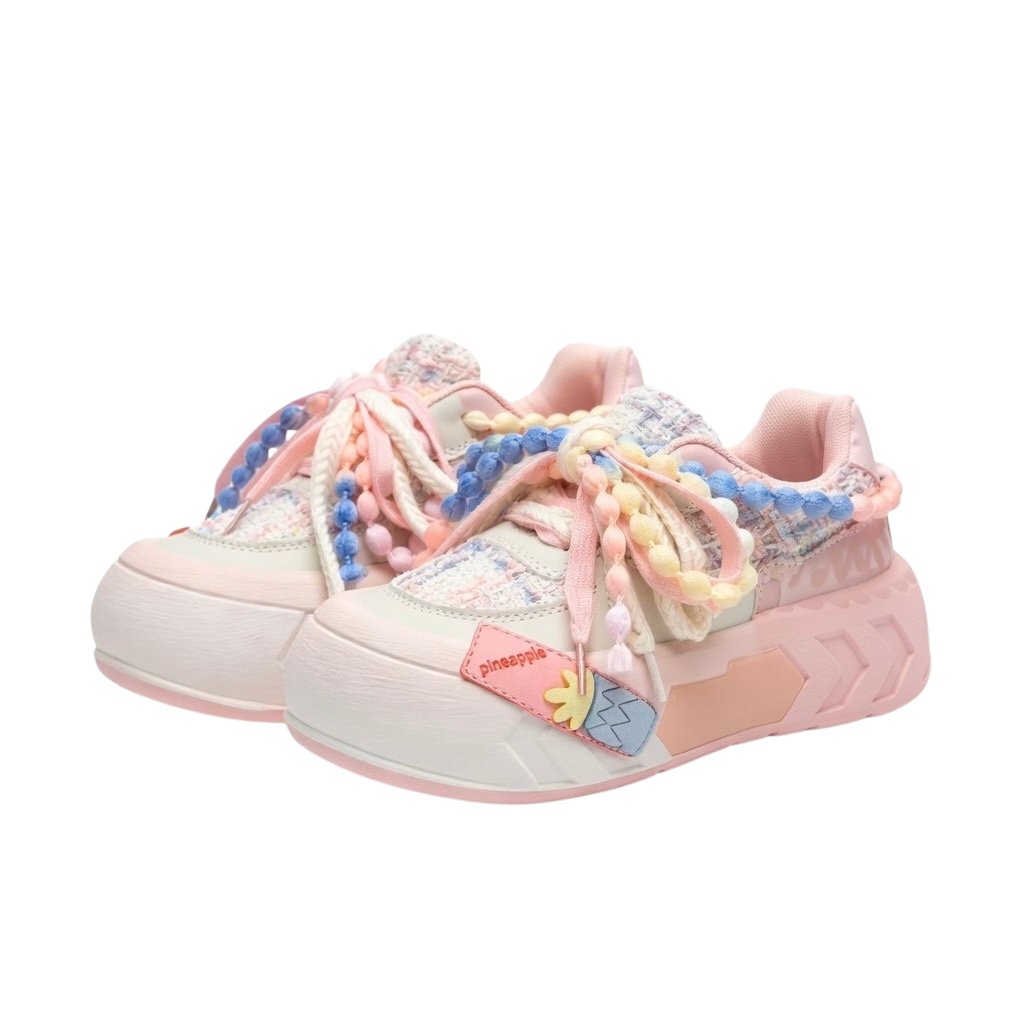 SoftSlipsy Pink Pastel Platform Sneakers – Cute Chunky Sneakers Women