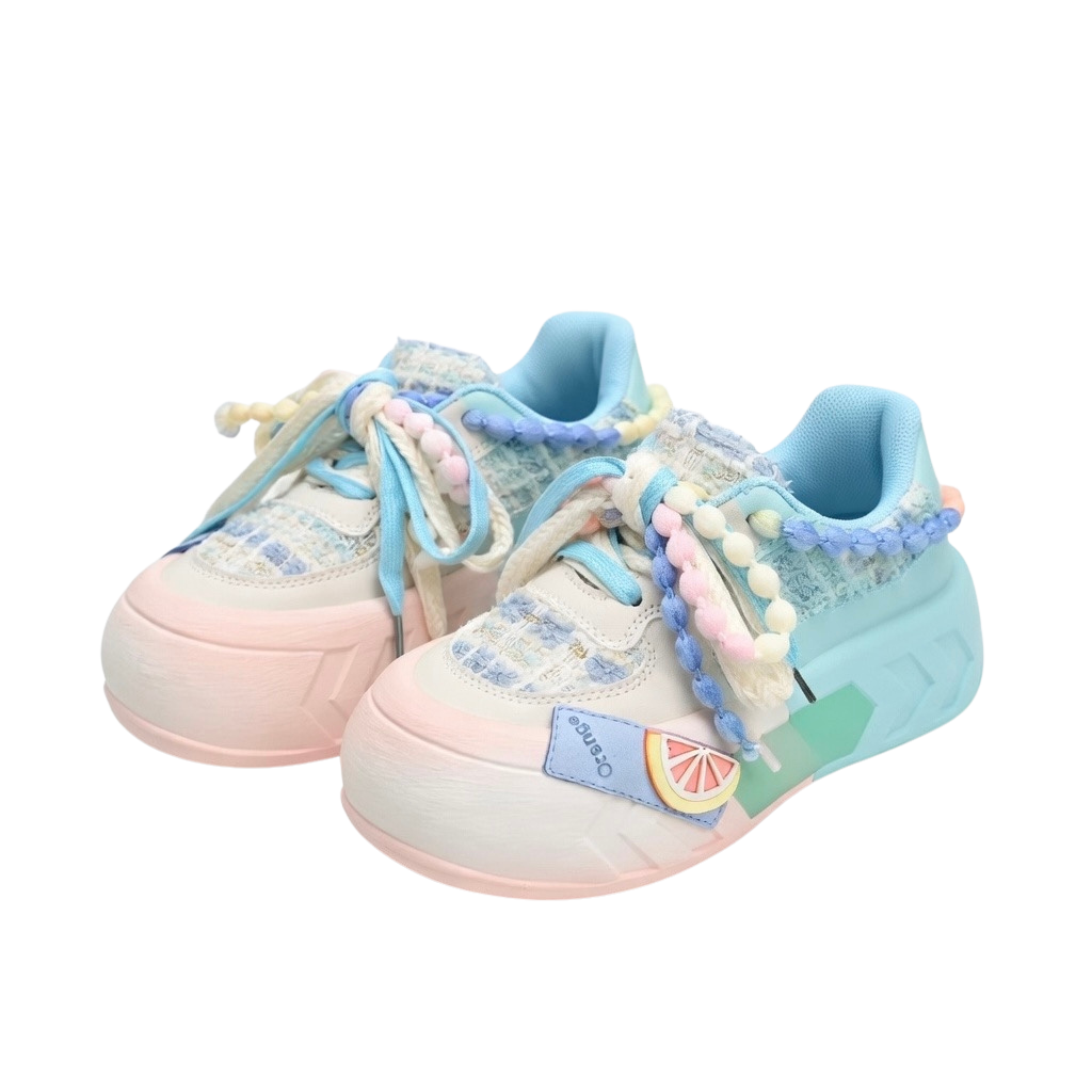 SoftSlipsy Blue Pastel Platform Sneakers – Women Chunky Sneakers