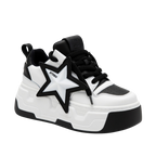 SoftSlipsy Star Platform Sneakers Chunky Black White Sneakers Height Boost Fashion Shoes