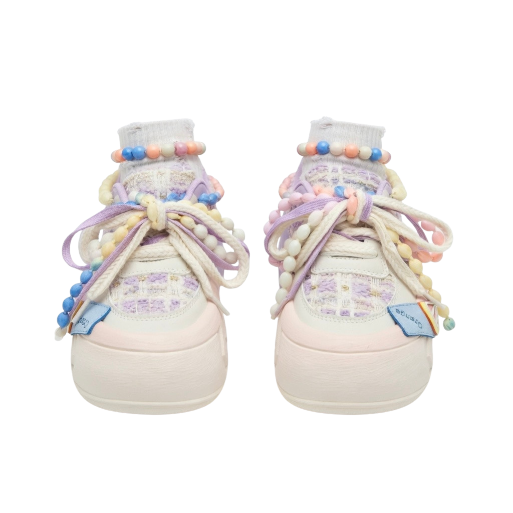SoftSlipsy Purple Pastel Chunky Platform Sneakers – Cute Women Sneakers