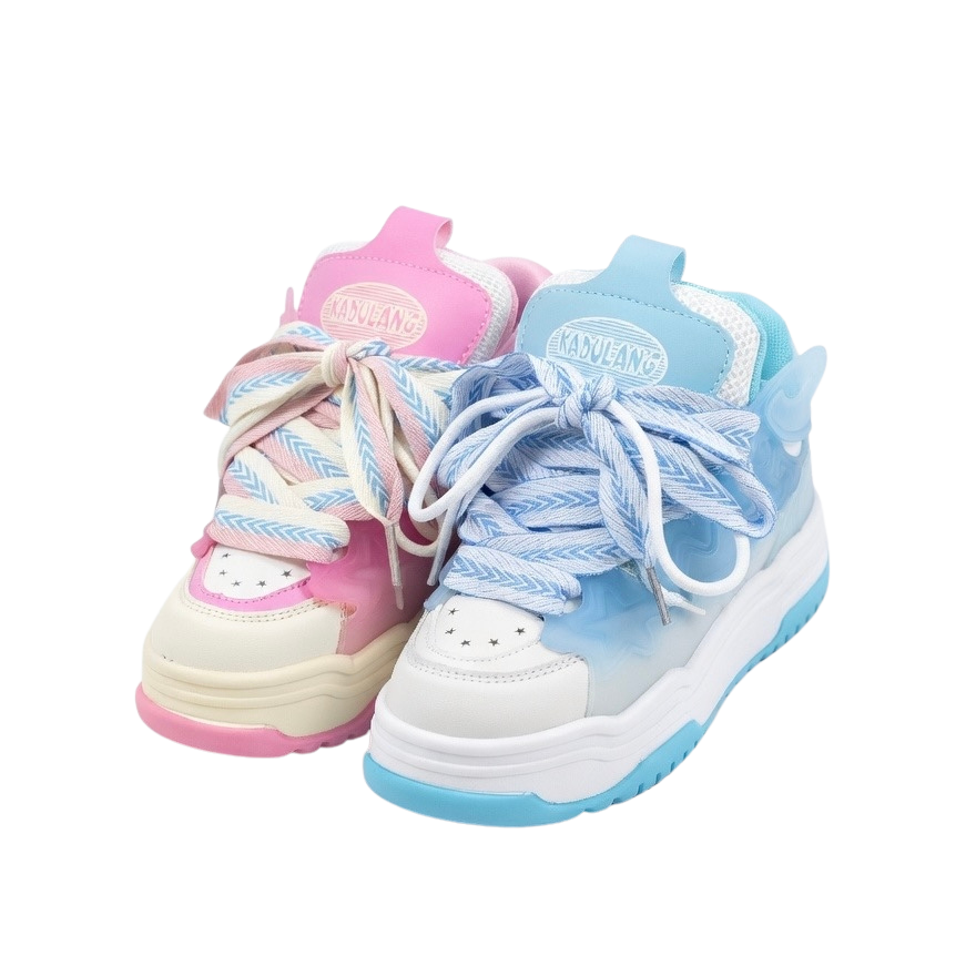 SoftSlipsy Pink Blue Platform Sneakers – Women Chunky Sneakers
