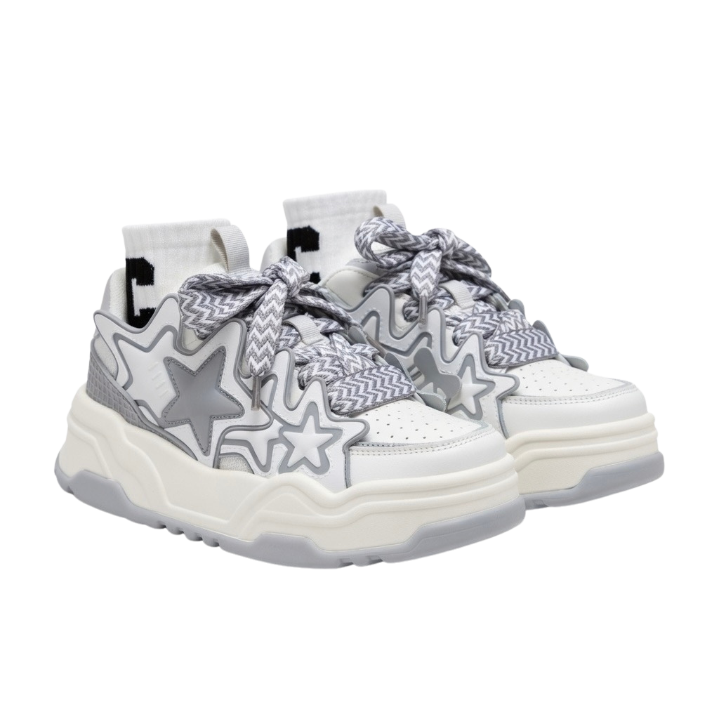 SoftSlipsy Grey Star Platform Sneakers – Chunky Sneakers Women