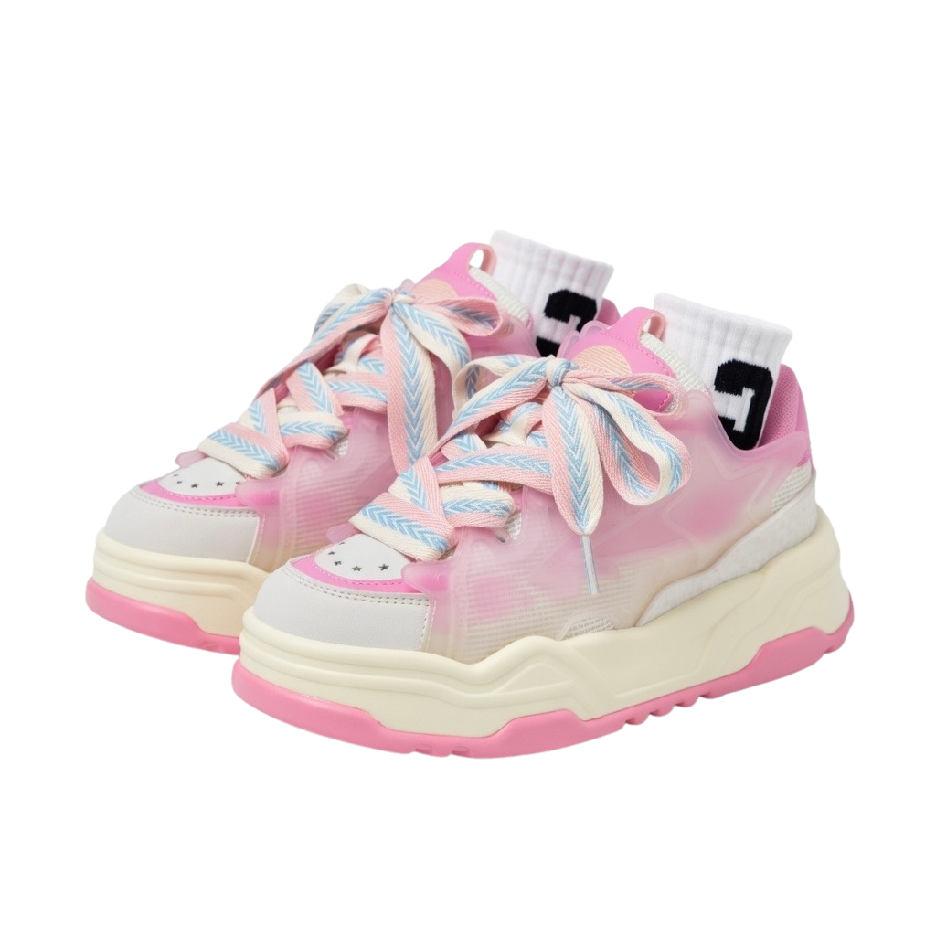 SoftSlipsy Pink Platform Sneakers – Women Chunky Sneakers