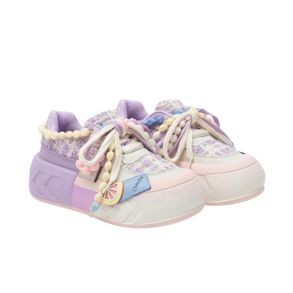 SoftSlipsy Purple Pastel Chunky Platform Sneakers – Cute Women Sneakers