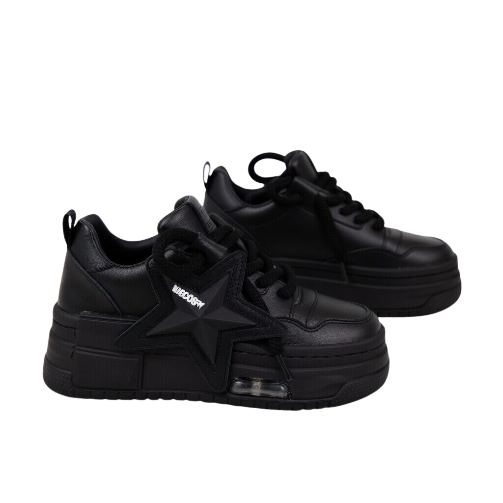 SoftSlipsy Black Star Platform Sneakers Chunky Streetwear Y2K Trainers Women Casual Shoes