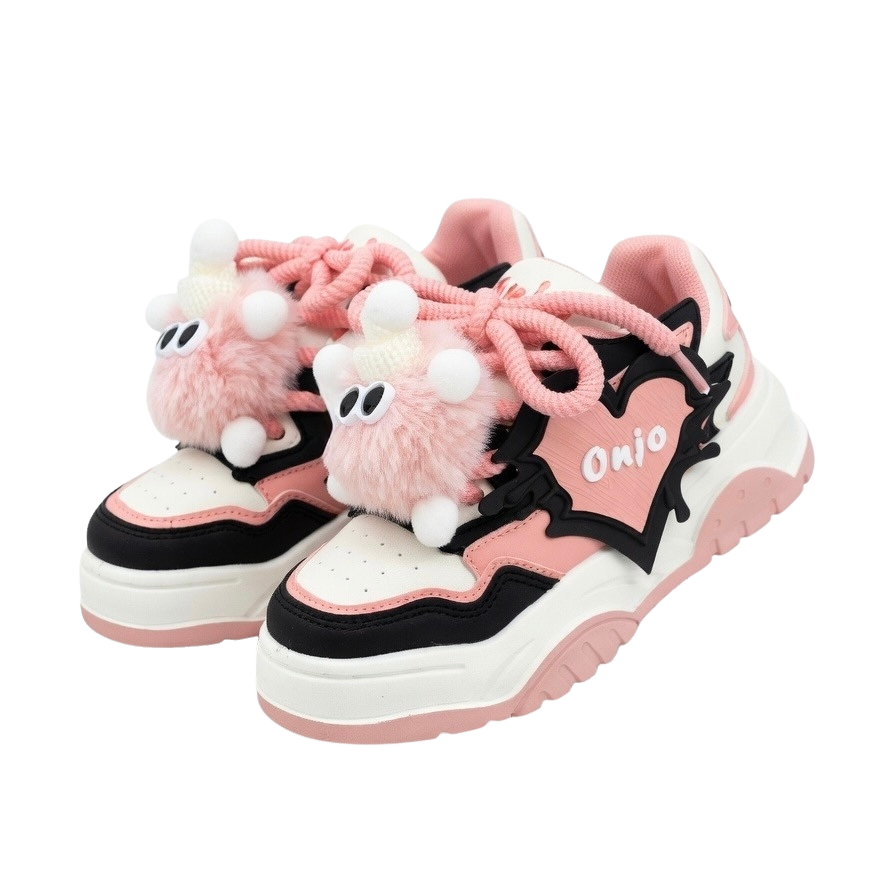 SoftSlipsy Black Pink Chunky Platform Sneakers – Women Casual Sneakers