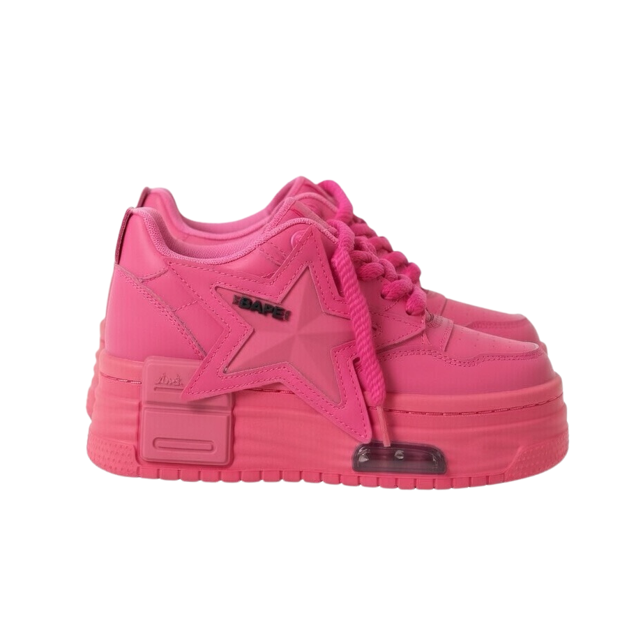 SoftSlipsy Pink Star Platform Sneakers Chunky Y2K Streetwear Trainers Women Fashion Shoes