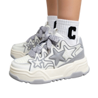 SoftSlipsy Grey Star Platform Sneakers – Chunky Sneakers Women