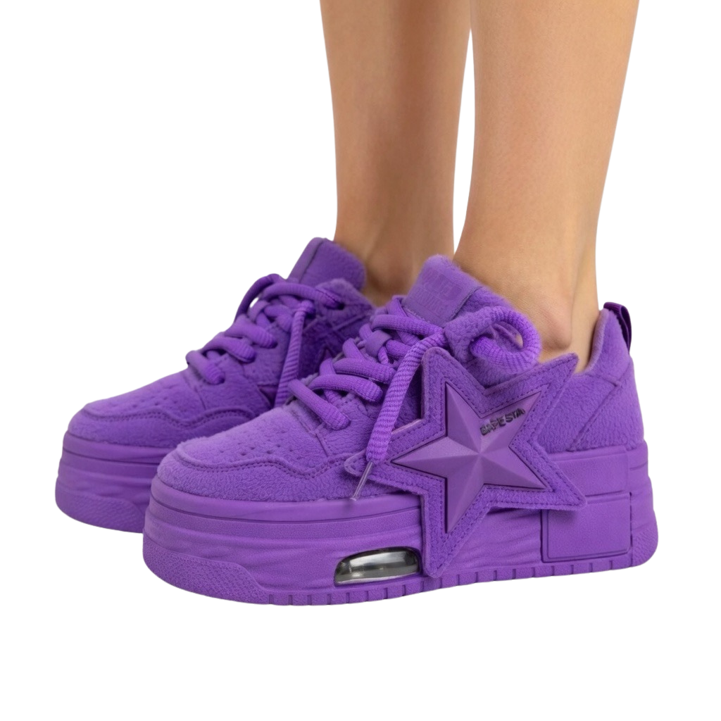 SoftSlipsy Purple Star Platform Sneakers Chunky Y2K Streetwear Trainers Women Fashion Shoes