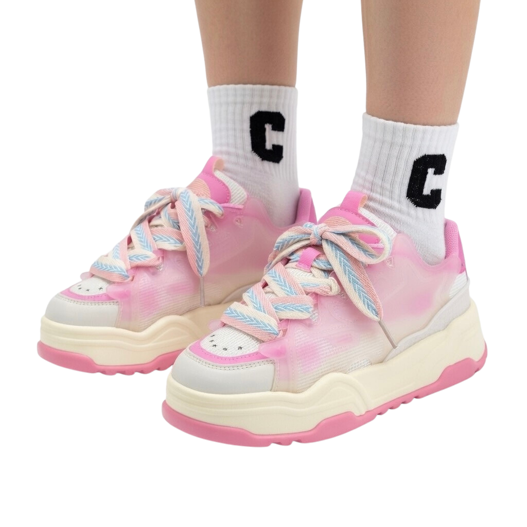 SoftSlipsy Pink Platform Sneakers – Women Chunky Sneakers