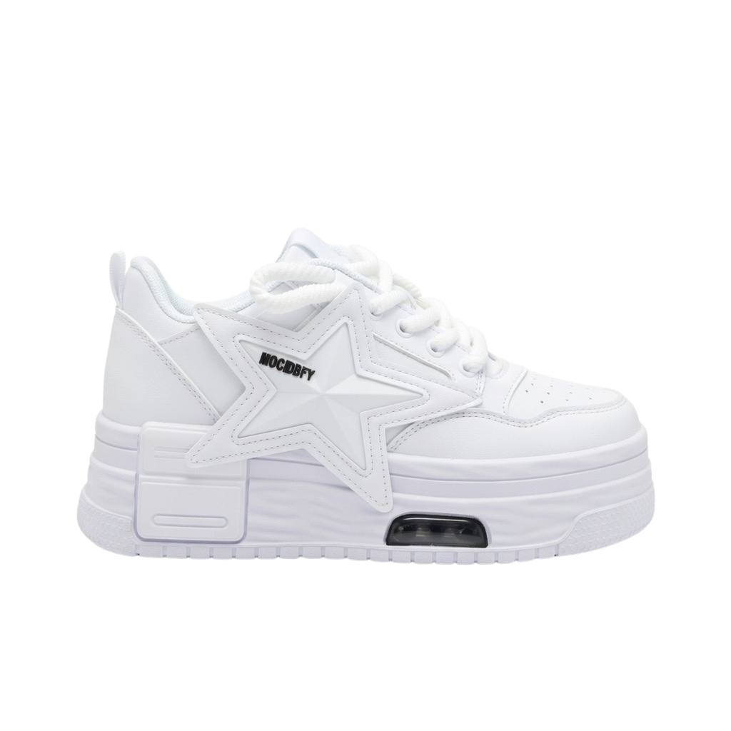 SoftSlipsy White Star Platform Sneakers Chunky Y2K Streetwear Trainers Women Fashion Shoes