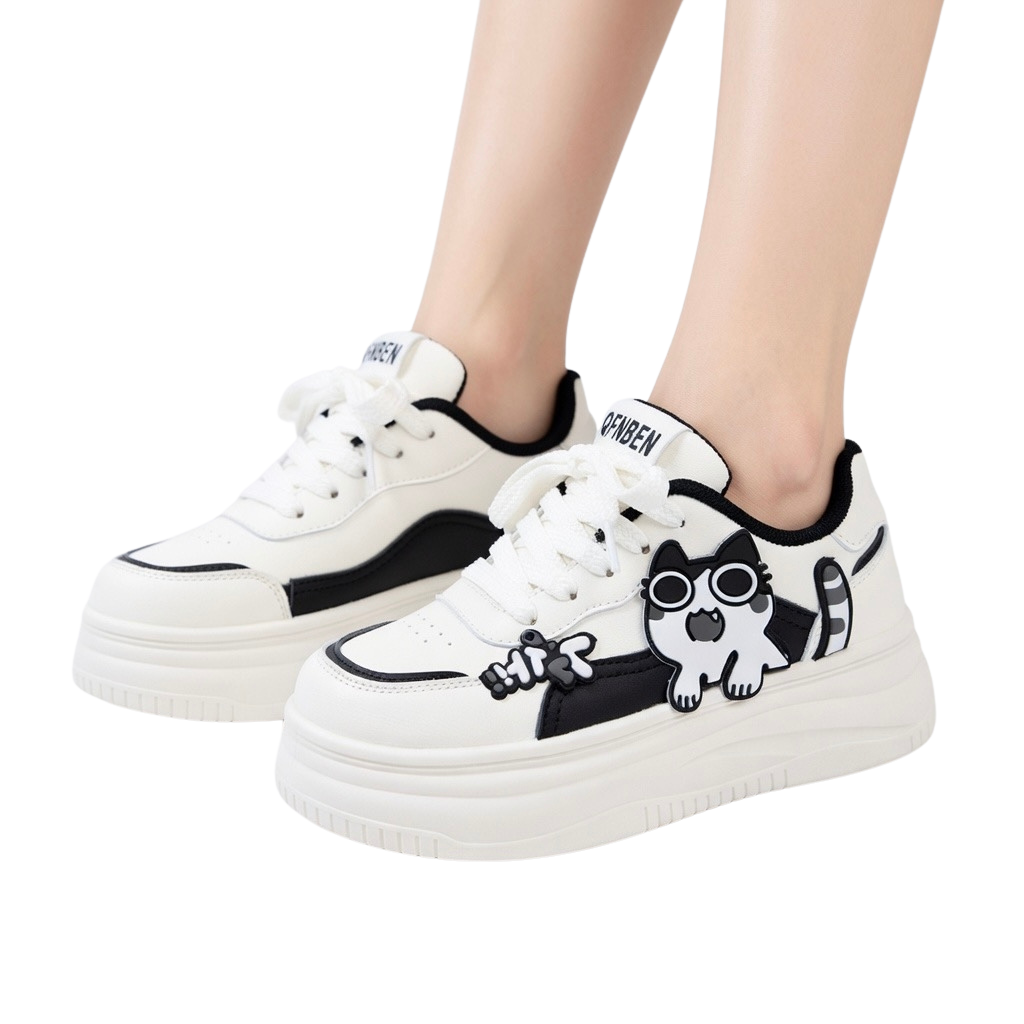 SoftSlipsy Black Platform Sneakers – Women Chunky Sneakers