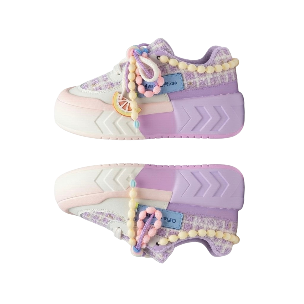 SoftSlipsy Purple Pastel Chunky Platform Sneakers – Cute Women Sneakers