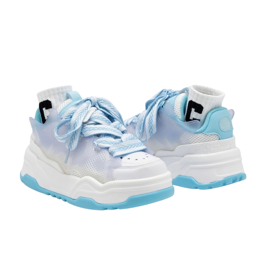 SoftSlipsy Blue Platform Sneakers – Women Chunky Sneakers