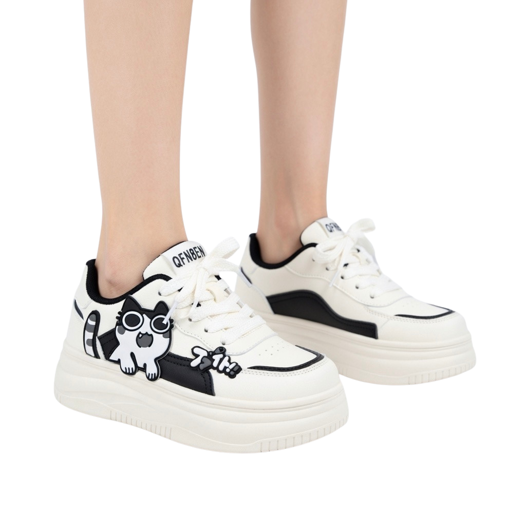 SoftSlipsy Black Platform Sneakers – Women Chunky Sneakers