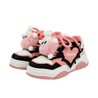 SoftSlipsy Black Pink Chunky Platform Sneakers – Women Casual Sneakers