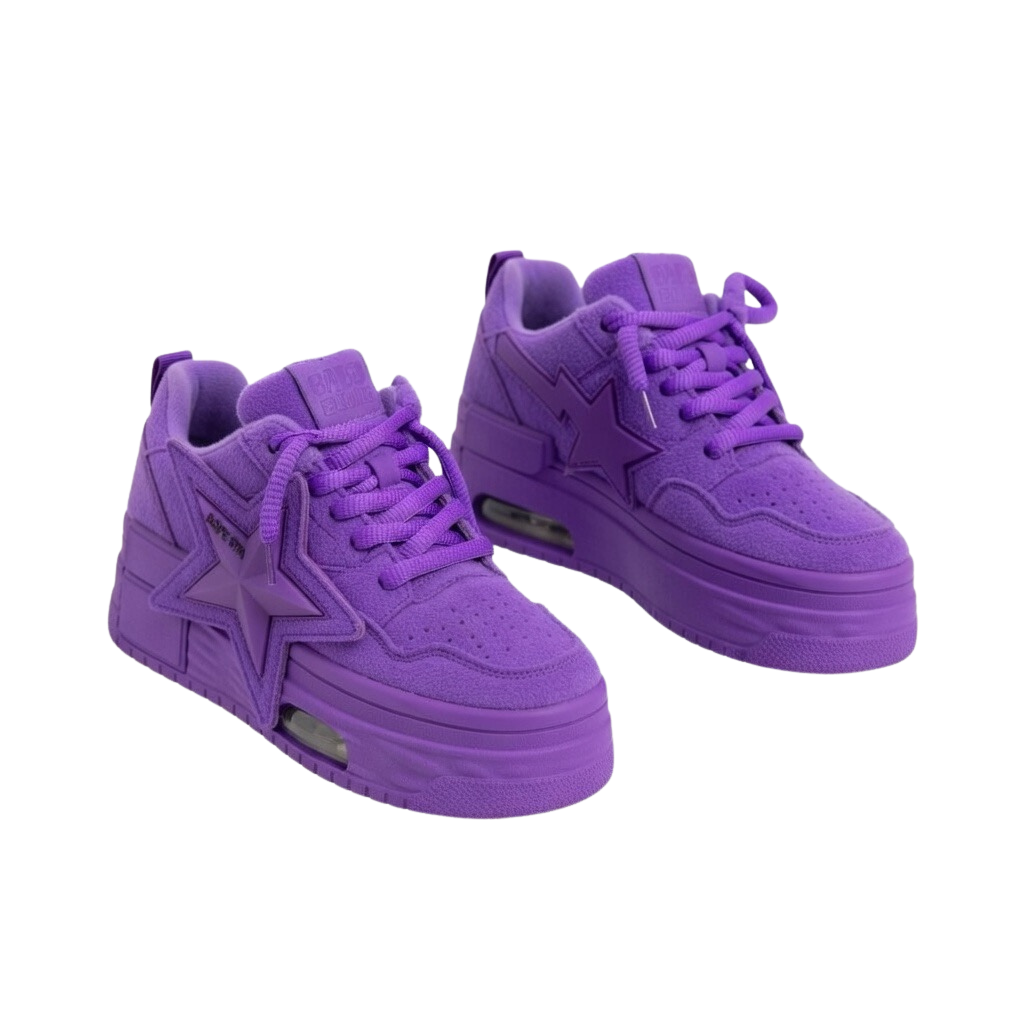 SoftSlipsy Purple Star Platform Sneakers Chunky Y2K Streetwear Trainers Women Fashion Shoes