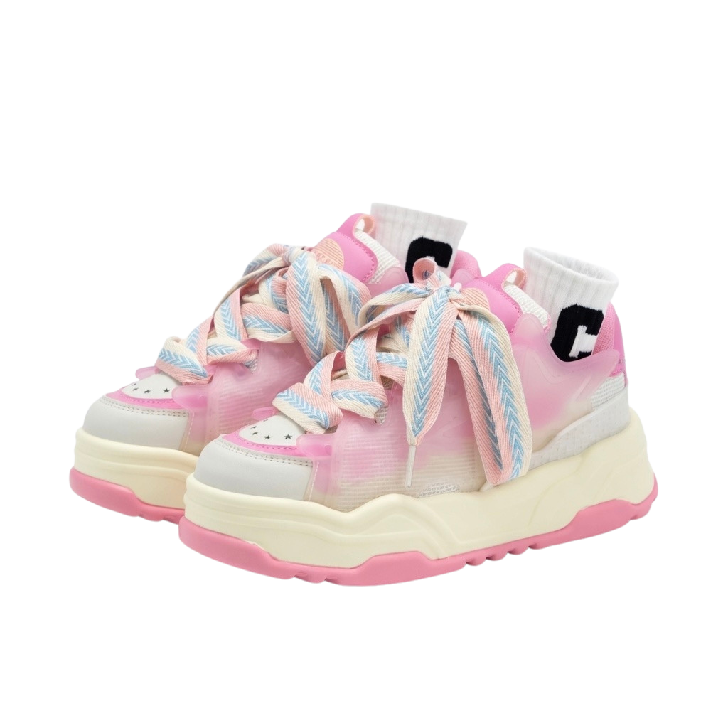 SoftSlipsy Pink Platform Sneakers – Women Chunky Sneakers