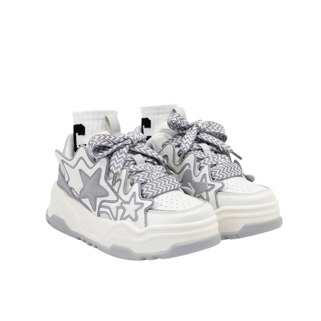 SoftSlipsy Grey Star Platform Sneakers – Chunky Sneakers Women