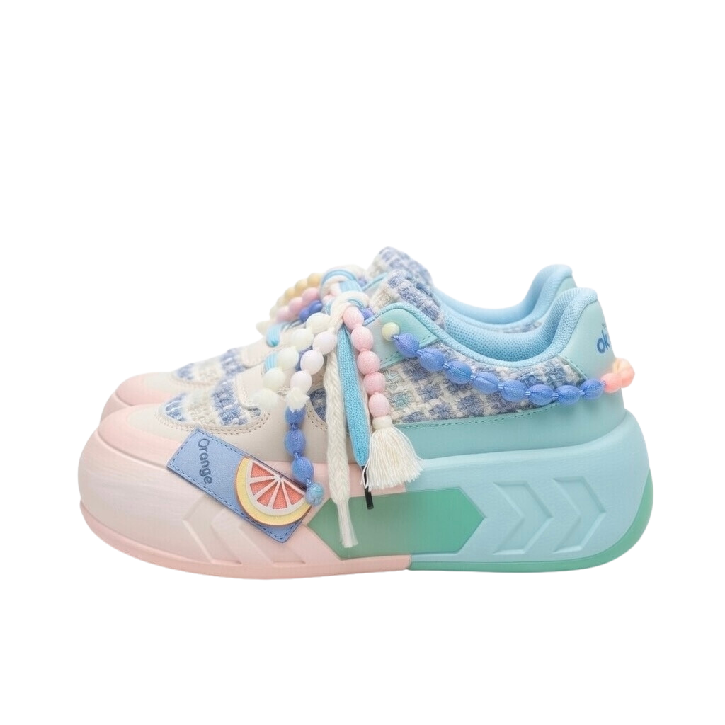 SoftSlipsy Blue Pastel Platform Sneakers – Women Chunky Sneakers