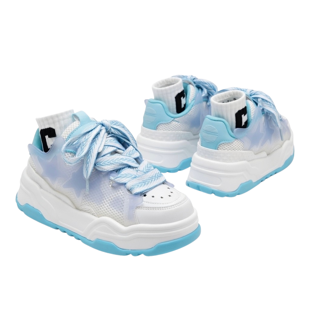 SoftSlipsy Blue Platform Sneakers – Women Chunky Sneakers