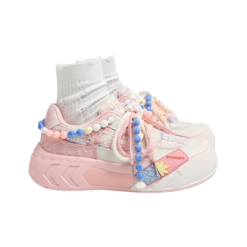 SoftSlipsy Pink Pastel Platform Sneakers – Cute Chunky Sneakers Women