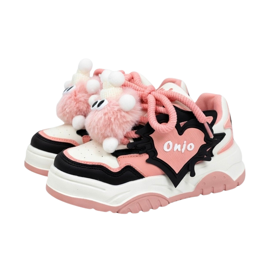 SoftSlipsy Black Pink Chunky Platform Sneakers – Women Casual Sneakers