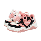 SoftSlipsy Black Pink Chunky Platform Sneakers – Women Casual Sneakers