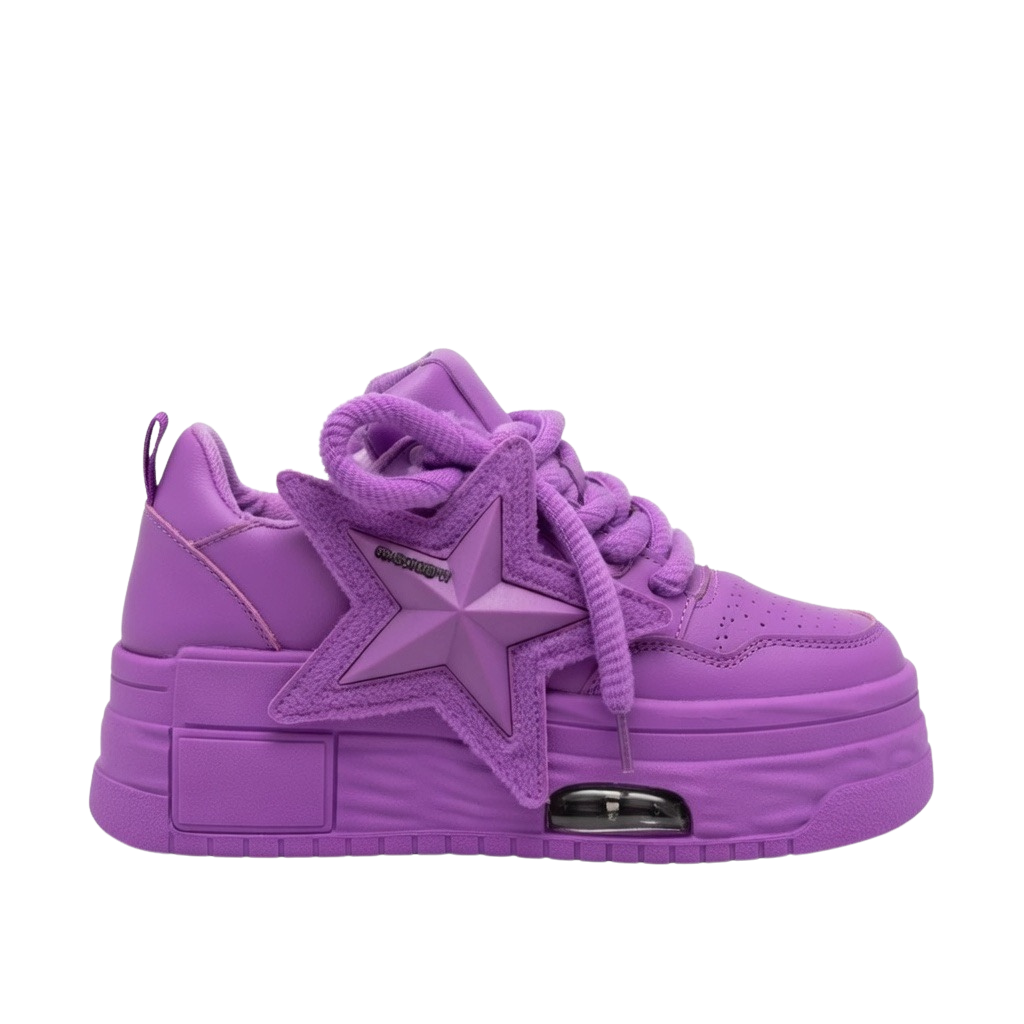 SoftSlipsy Purple Star Platform Sneakers Chunky Y2K Streetwear Trainers Women Fashion Shoes