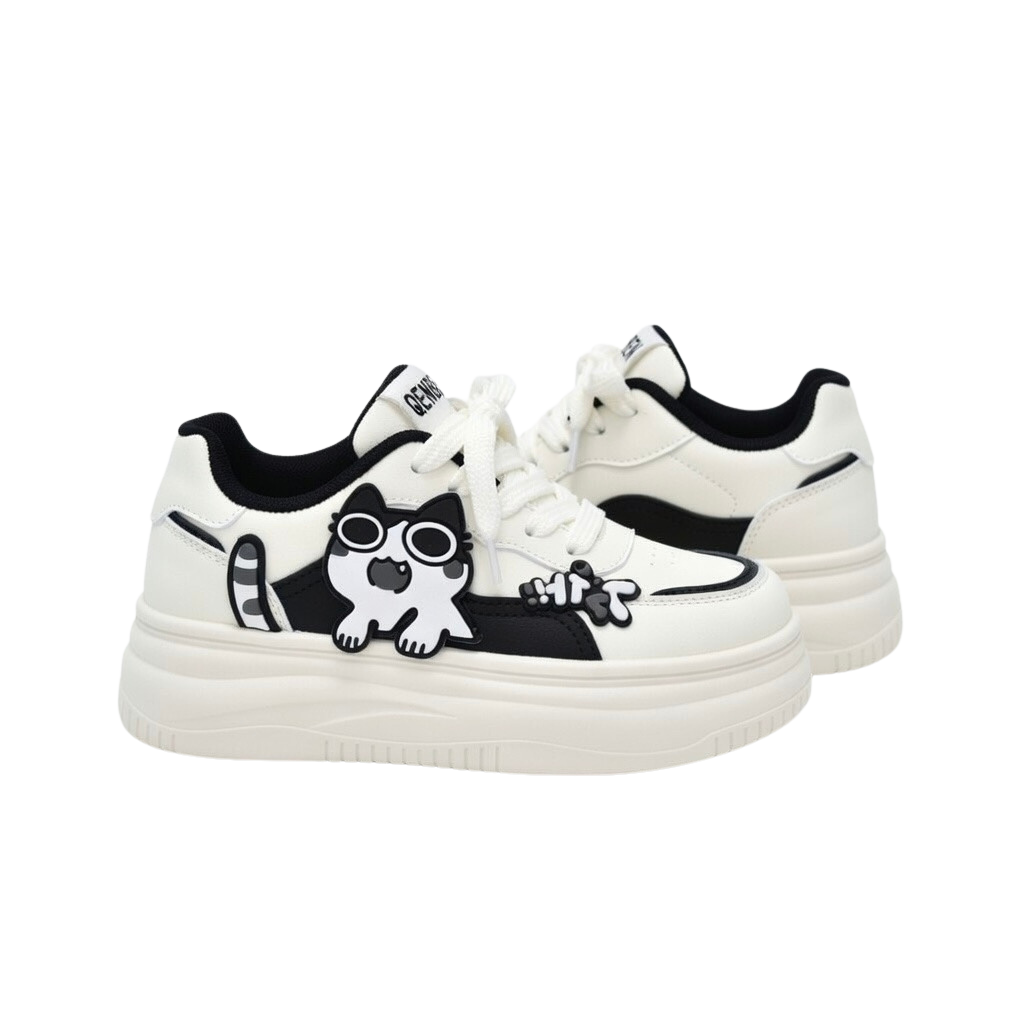 SoftSlipsy Black Platform Sneakers – Women Chunky Sneakers