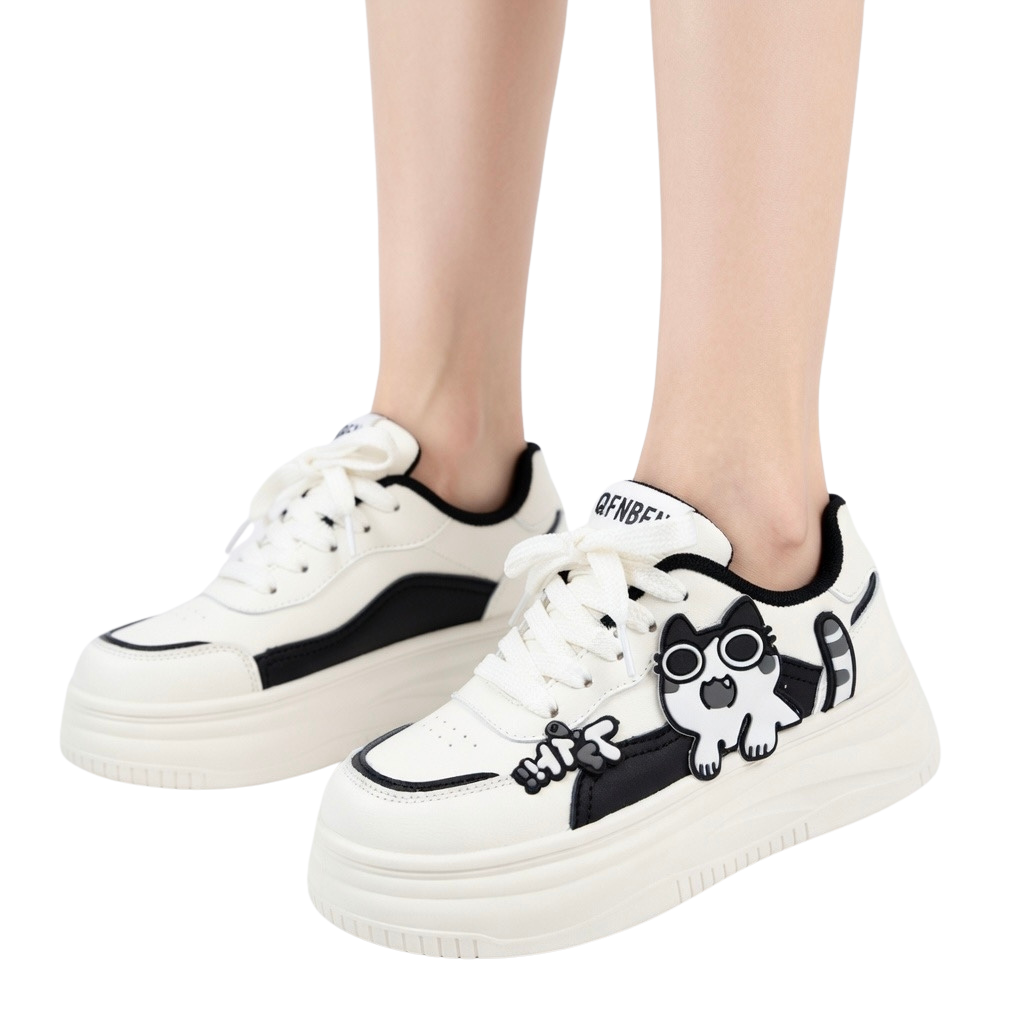 SoftSlipsy Black Platform Sneakers – Women Chunky Sneakers