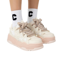 SoftSlipsy Cream Star Platform Sneakers – Women Chunky Platform Shoes
