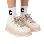 SoftSlipsy Cream Star Platform Sneakers – Women Chunky Platform Shoes