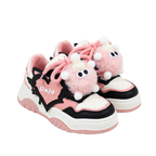 SoftSlipsy Black Pink Chunky Platform Sneakers – Women Casual Sneakers