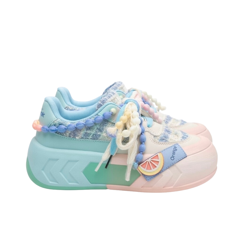 SoftSlipsy Blue Pastel Platform Sneakers – Women Chunky Sneakers
