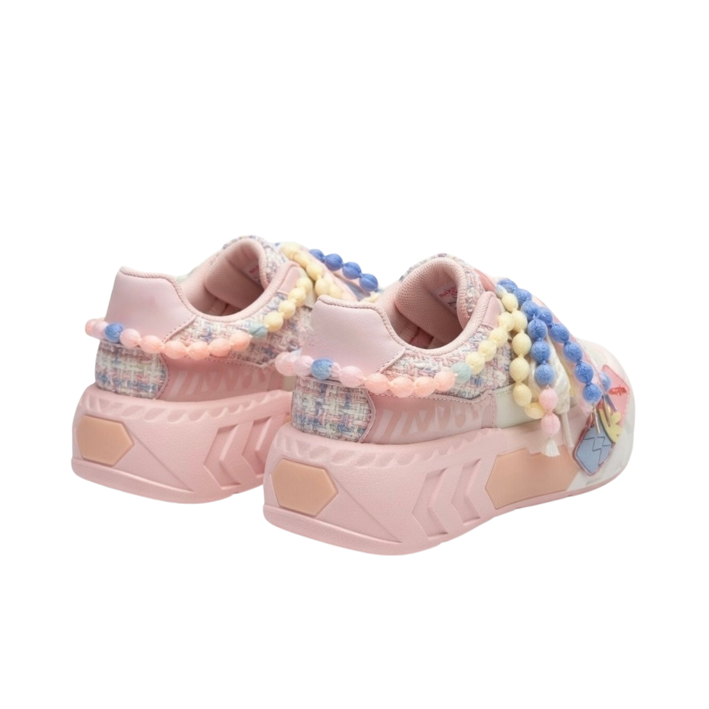 SoftSlipsy Pink Pastel Platform Sneakers – Cute Chunky Sneakers Women