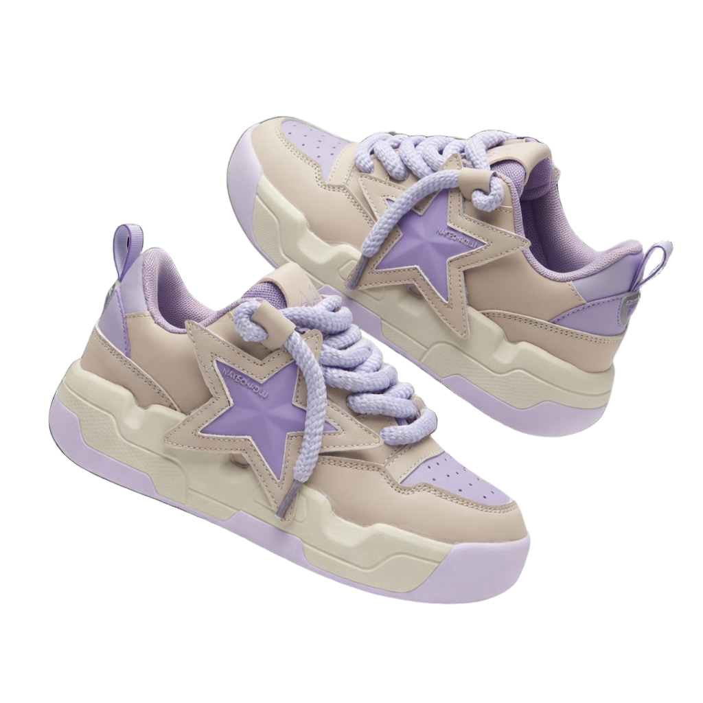 SoftSlipsy Star Platform Sneakers – Pastel Chunky Y2K Shoes, Cute Height Boost Sneakers