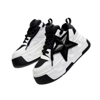 SoftSlipsy Star Platform Sneakers Chunky Black White Sneakers Height Boost Fashion Shoes