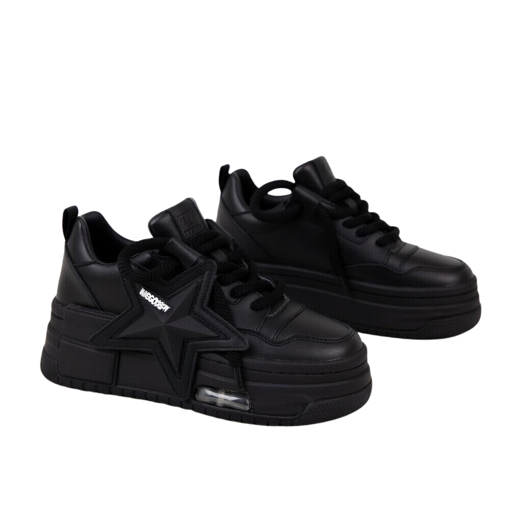 SoftSlipsy Black Star Platform Sneakers Chunky Streetwear Y2K Trainers Women Casual Shoes