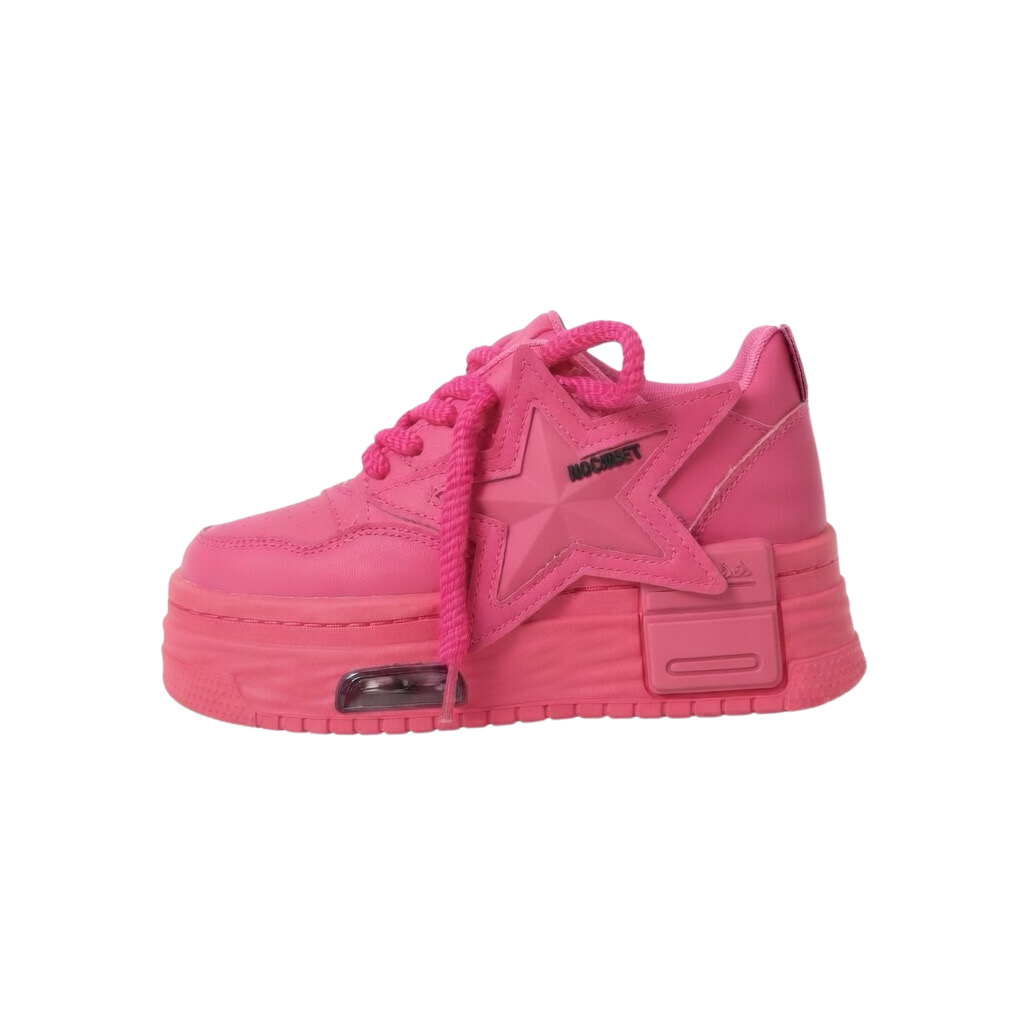 SoftSlipsy Pink Star Platform Sneakers Chunky Y2K Streetwear Trainers Women Fashion Shoes