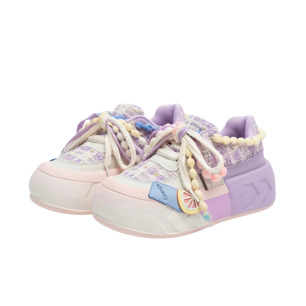 SoftSlipsy Purple Pastel Chunky Platform Sneakers – Cute Women Sneakers