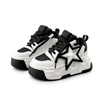 SoftSlipsy Star Platform Sneakers Chunky Black White Sneakers Height Boost Fashion Shoes